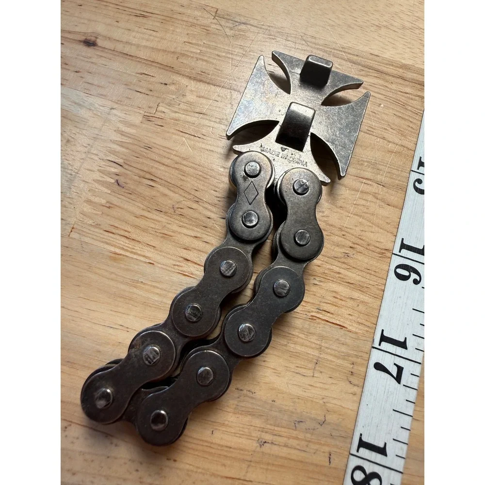 West Coast Choppers Gunmetal Steel Bike Chain Iron Cross Bottle Opener Biker